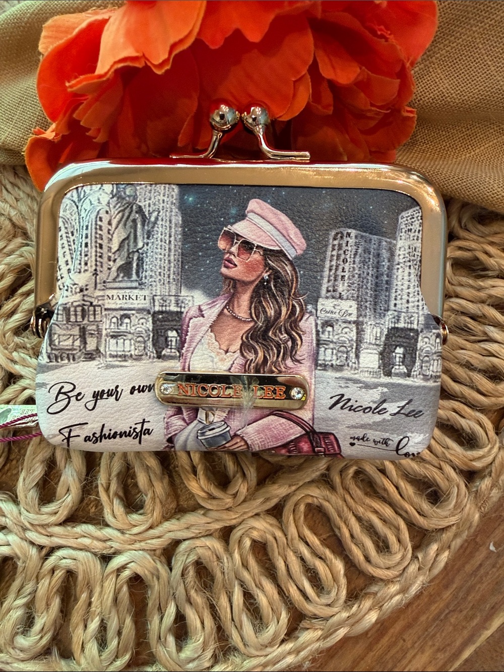 Fashionista Nicole Lee Pink Fashionista Kiss-Lock Women’s Clutch Wallet nwt - Picture 2 of 4
